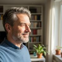 realistic profile picture selfie of a mid age german man