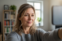 realistic selfie non profesional of a mid age german woman